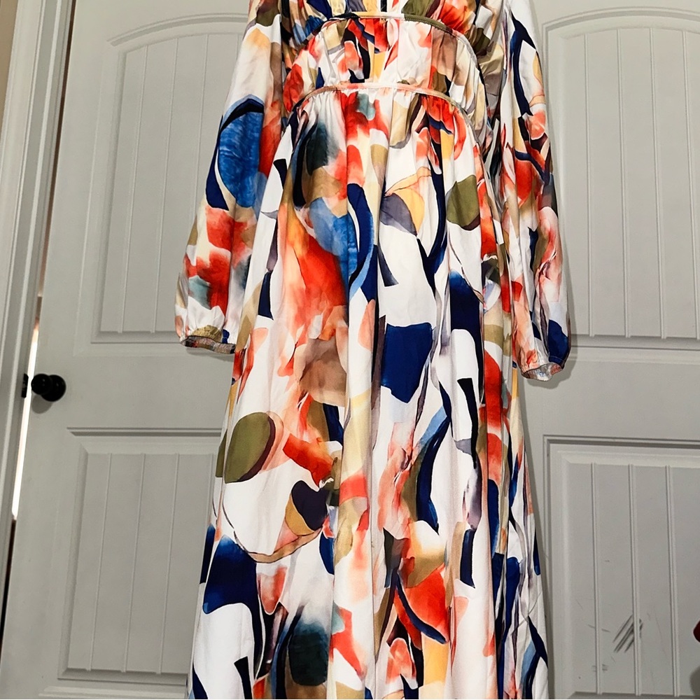 Free flowing floral maxi dress size large, no stretch - Picture 4 of 12